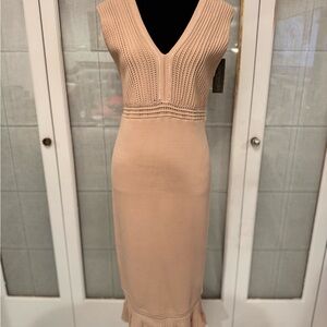 New York & Company Beige Knit Midi Dress